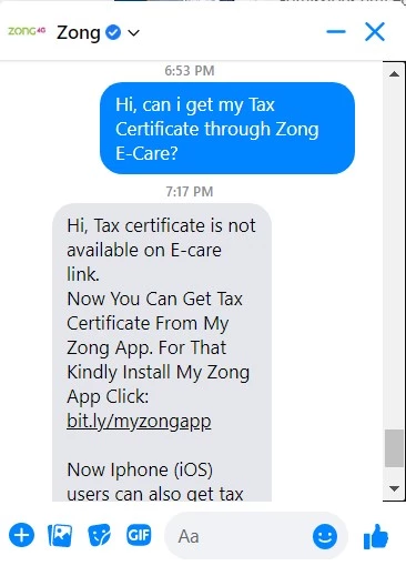 zong tax certificate through ecare